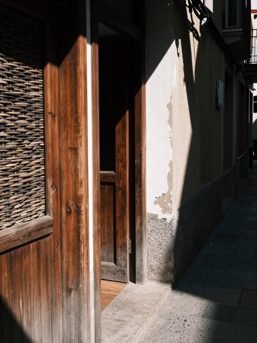 Wicker Shadows in Bilbao at Midday Light in in Bilbao, Spain