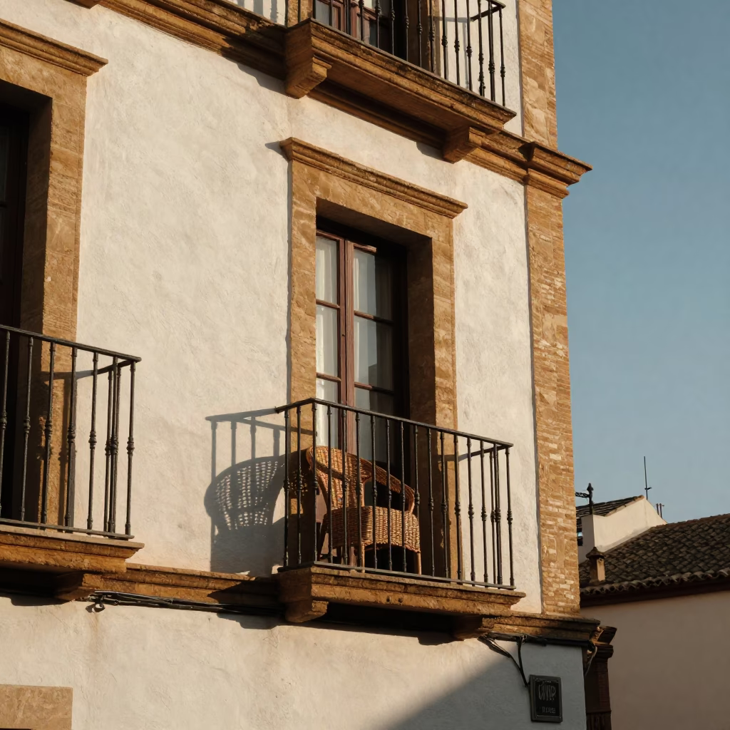 Wicker Shadows in Seville at As The Sun Drops Toward The Horizon in in Seville, Spain