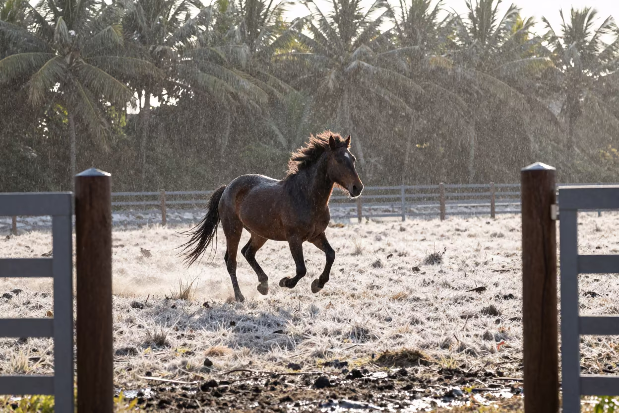 Wild Horse Running Free in Chugoku Winter in in Chugoku