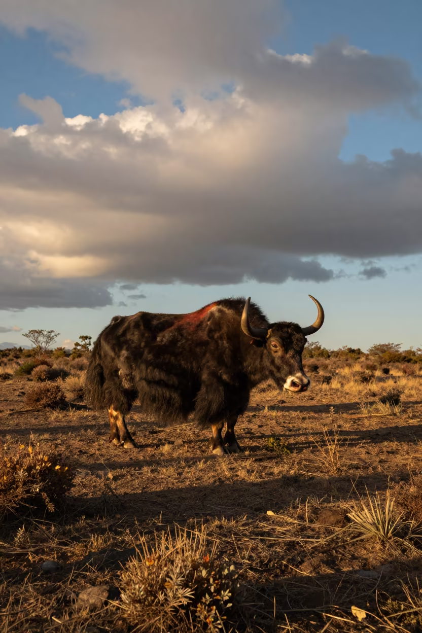 Wild Yak in Golden Hour Near Puebla in near Puebla