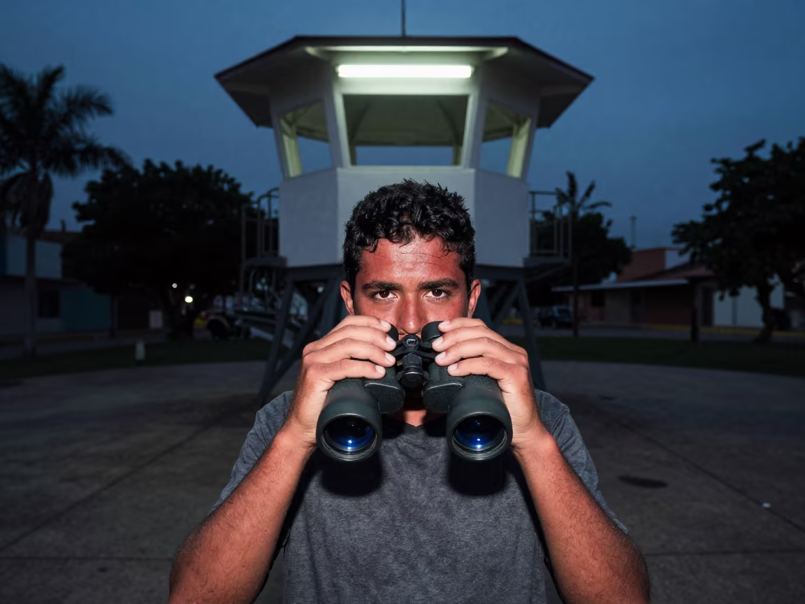 Wildfire Lookout Portrait in Los Teques Predawn in at a public square in Los Teques