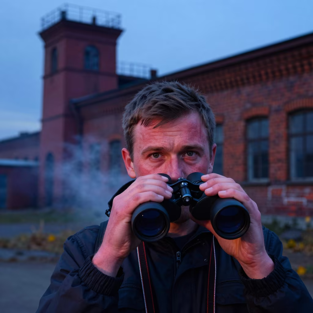 Wildfire Lookout Portrait in Moscow Twilight in near Red October, Moscow