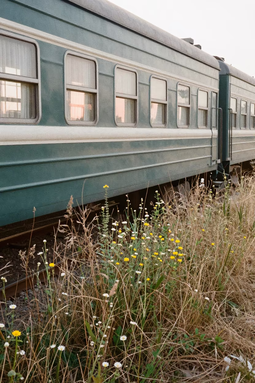 Wildflower Double Exposure Train Terminal Qingdao in inside a restored train terminal in Qingdao