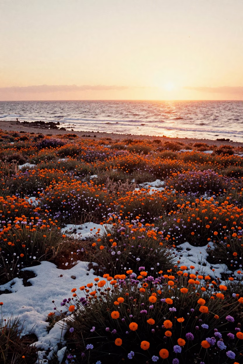 Wildflower Plateau Sunset Snow Beersheba Shoreline in along a wave-cut shoreline near Beersheba