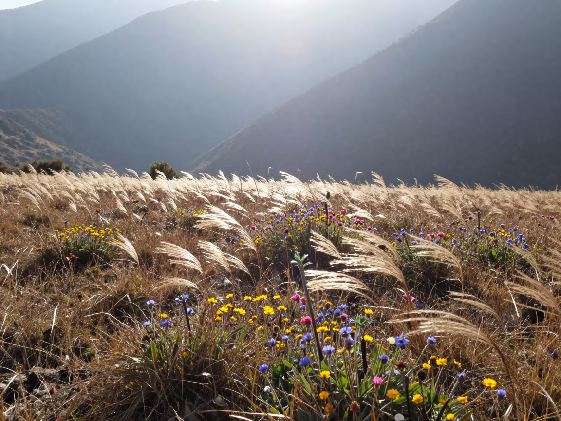 Wildflowers in Alpine Meadow Near Pokhara in near Pokhara