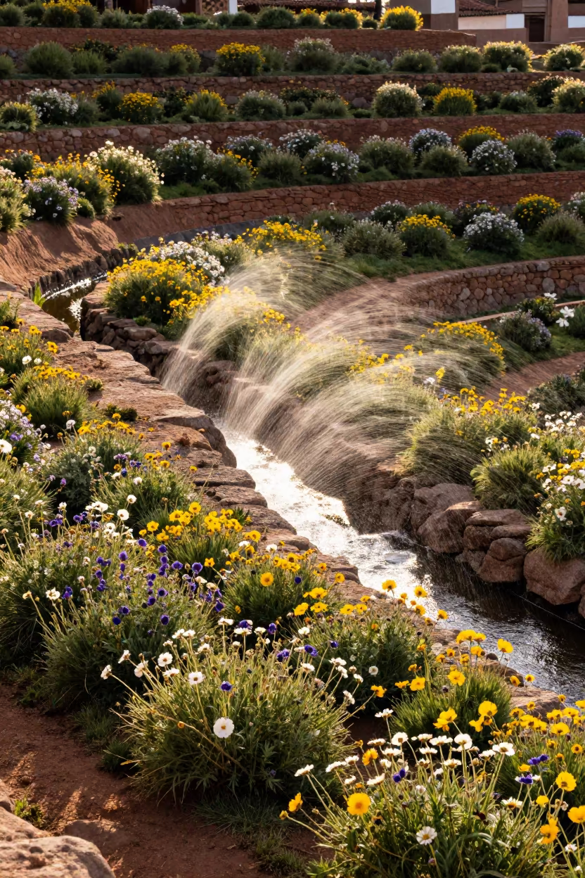 Wildflowers in Cusco Alpine Garden Plots in among terraced garden plots near Cusco