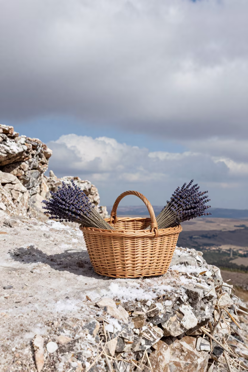 Willow Basket Lavender Salt Cliff Edge in along a salt-sprayed cliff edge near Ghorahi