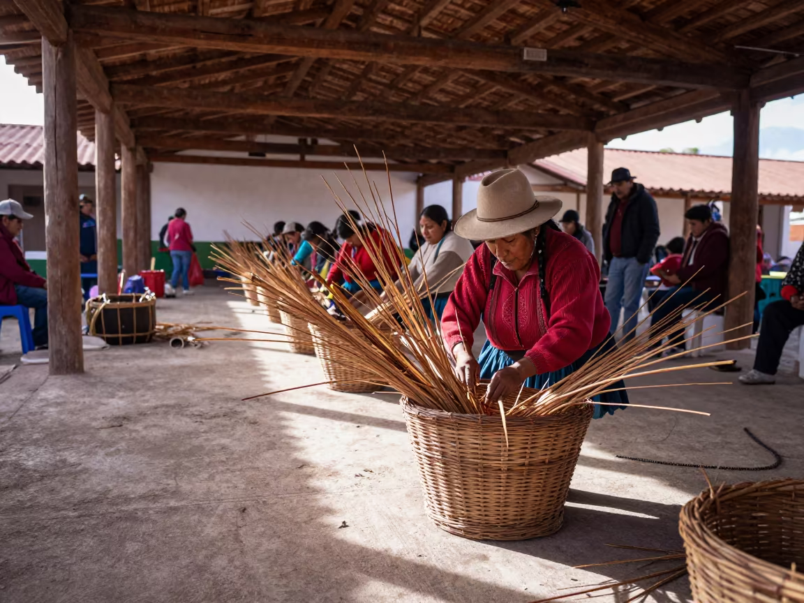 Willow Weaver in Oruro Market Hall Dawn in in a market hall in Oruro