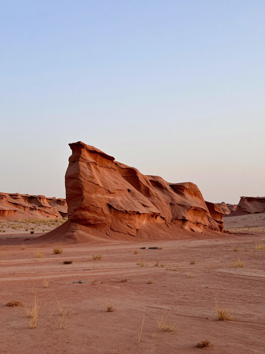 Wind Carved Clay Yardang in Rajasthan Valley in across a wide valley floor in Rajasthan