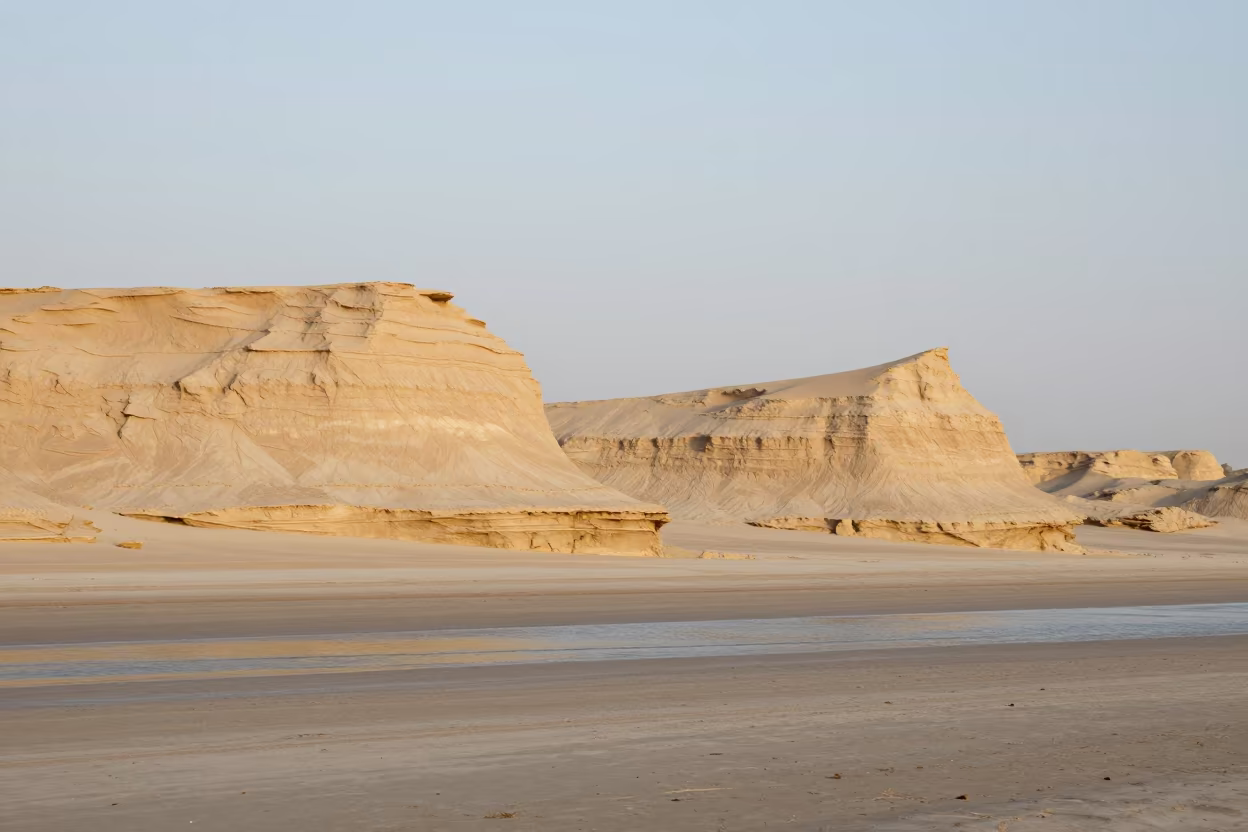 Wind Carved Yardang Clay Desert Shoreline Dubai in along a wave-cut shoreline near Dubai