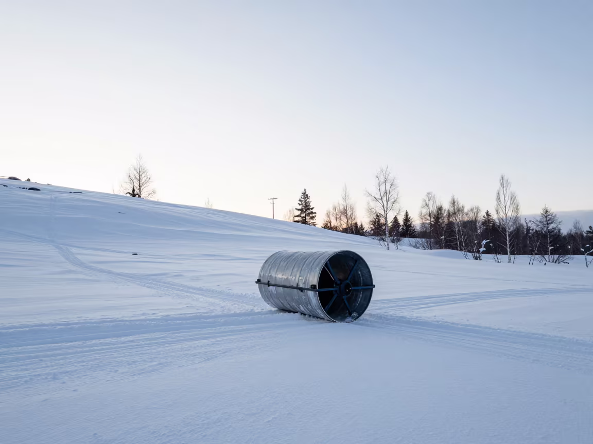 Wind-Formed Snow Roller on Lapland Hillside in across a storm-bright plain in Lapland