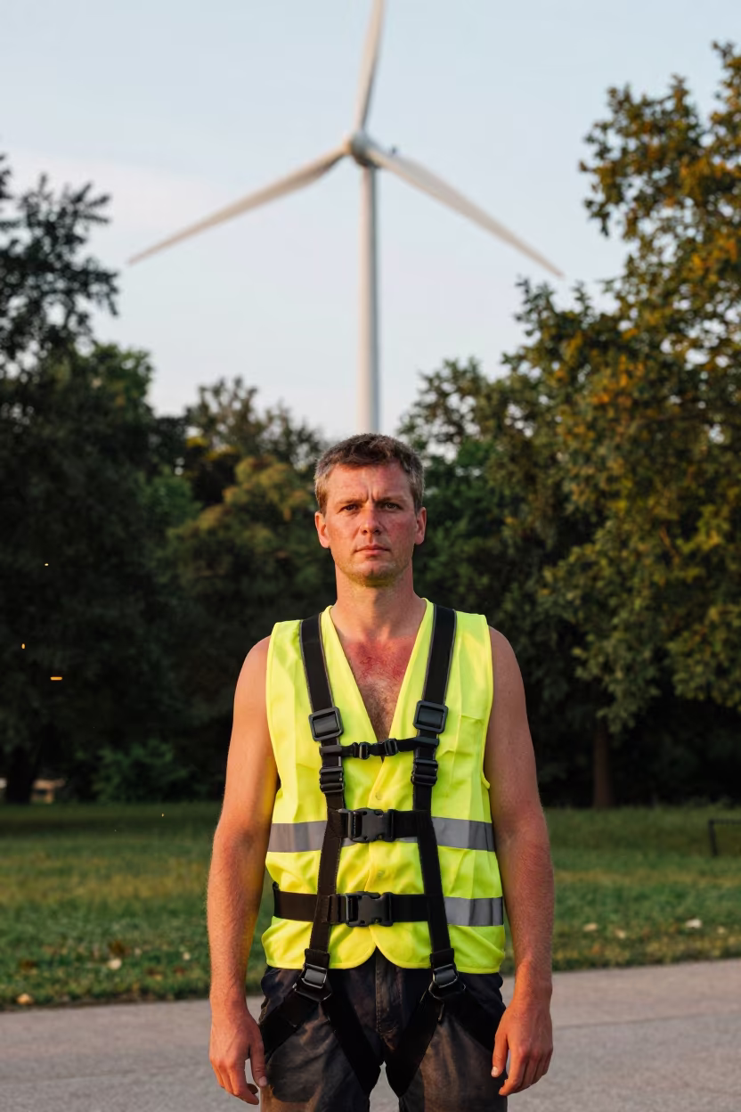 Wind Turbine Technician Portrait in Lazienki Warsaw in in Lazienki, Warsaw