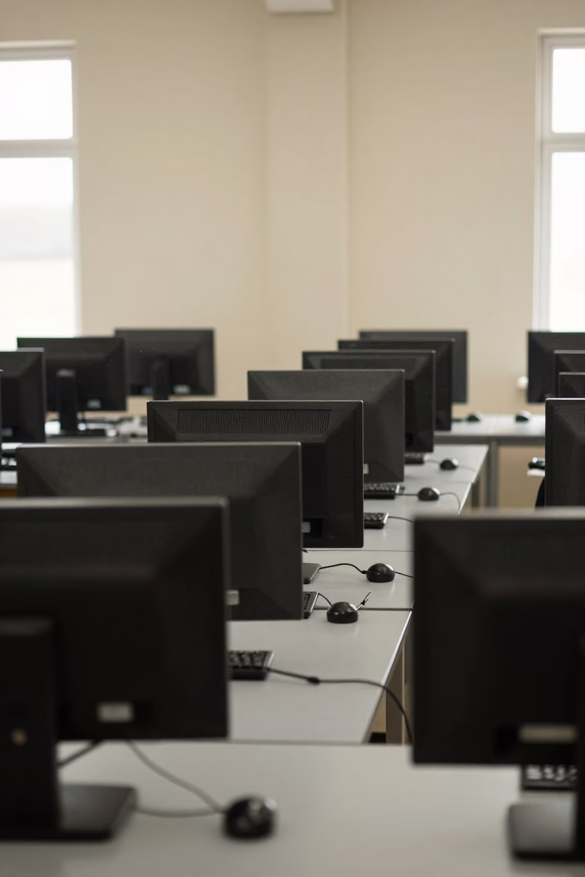 Windhoek Computer Lab Before Noon Rain in in a computer lab before lessons in Windhoek