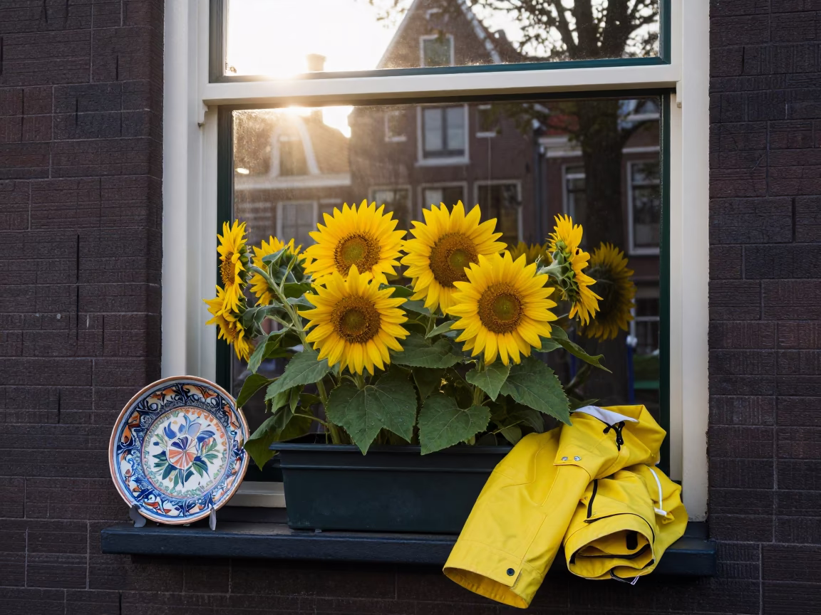 Window Box just after sunrise in Amsterdam in in Amsterdam, Netherlands