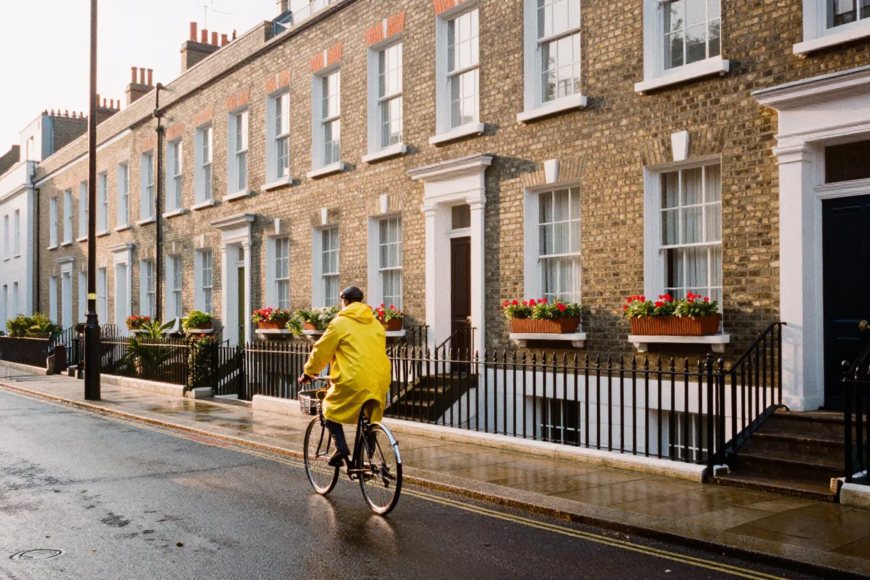Window Boxes just after sunrise in London in in London, United Kingdom