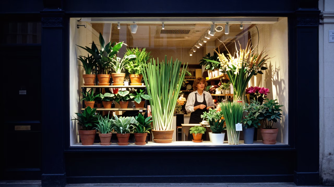 Window Display in London at Evening Light in in London, United Kingdom