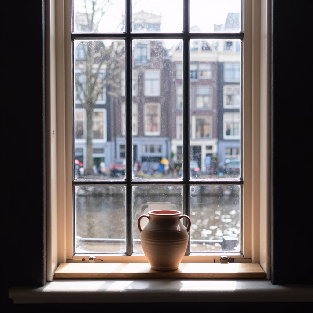 Window Light in Amsterdam at Bright Midmorning Light in in Amsterdam, Netherlands
