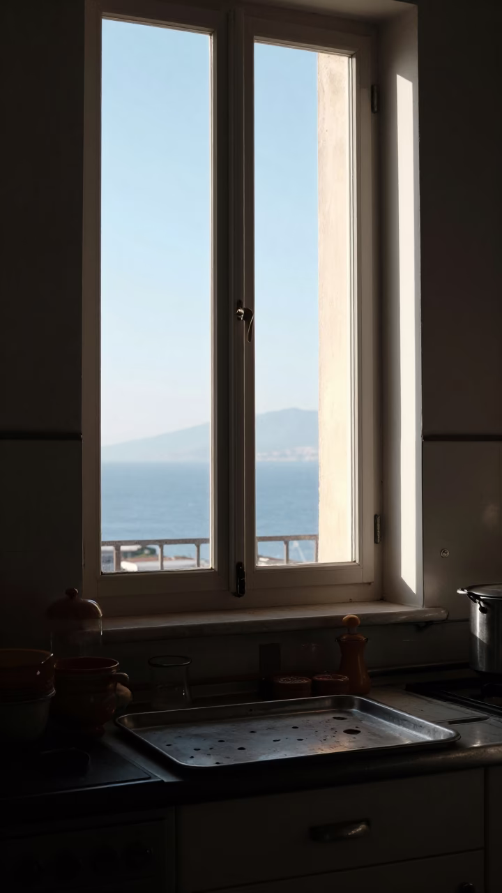Window Light in Naples at Clear Late-afternoon Light in in Naples, Italy