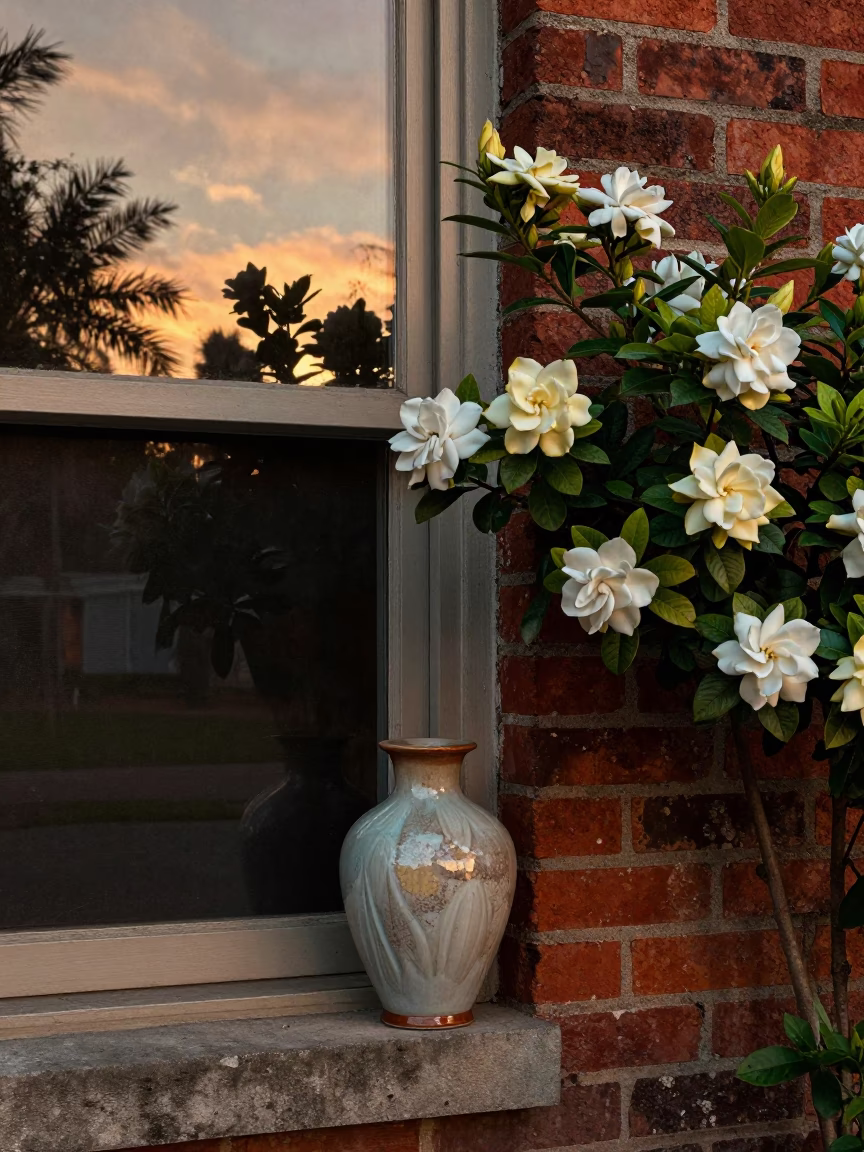 Window Reflection in Charleston at Sunset Light in in Charleston, South Carolina, United States