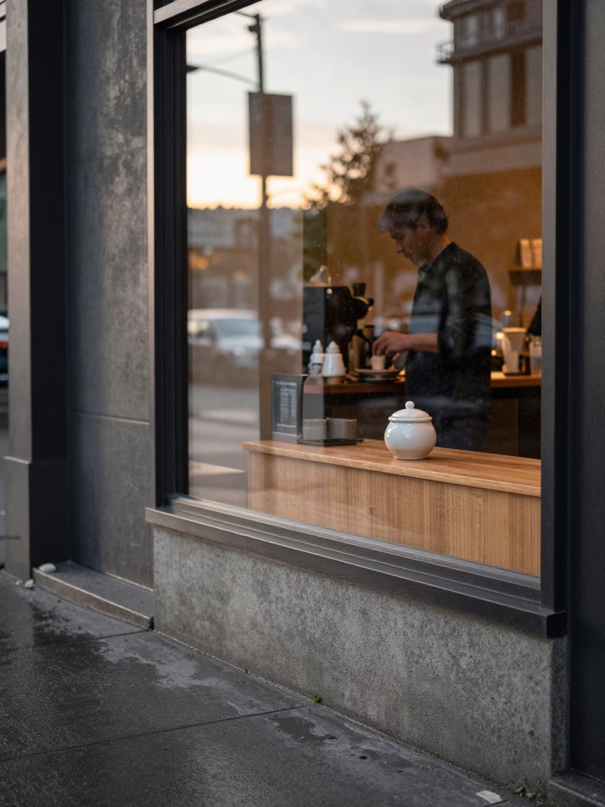 Window Reflection in Seattle at The Late Afternoon Light in in Seattle, Washington, United States