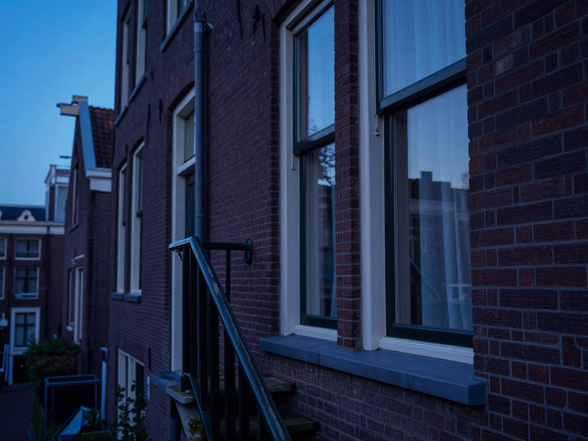 Window Sill in Amsterdam at The Still Hours Before Dawn Light in in Amsterdam, Netherlands