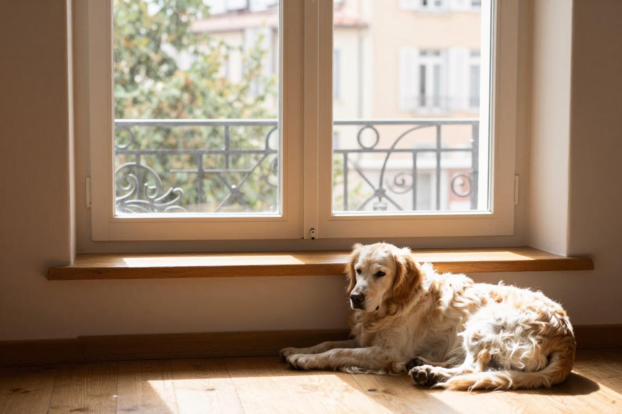 Window Sill in Nice at The Late Afternoon Light in in Nice, France