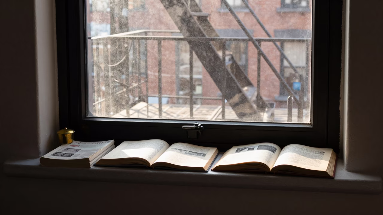 Window Sill just after sunrise in New York in in New York, New York, United States
