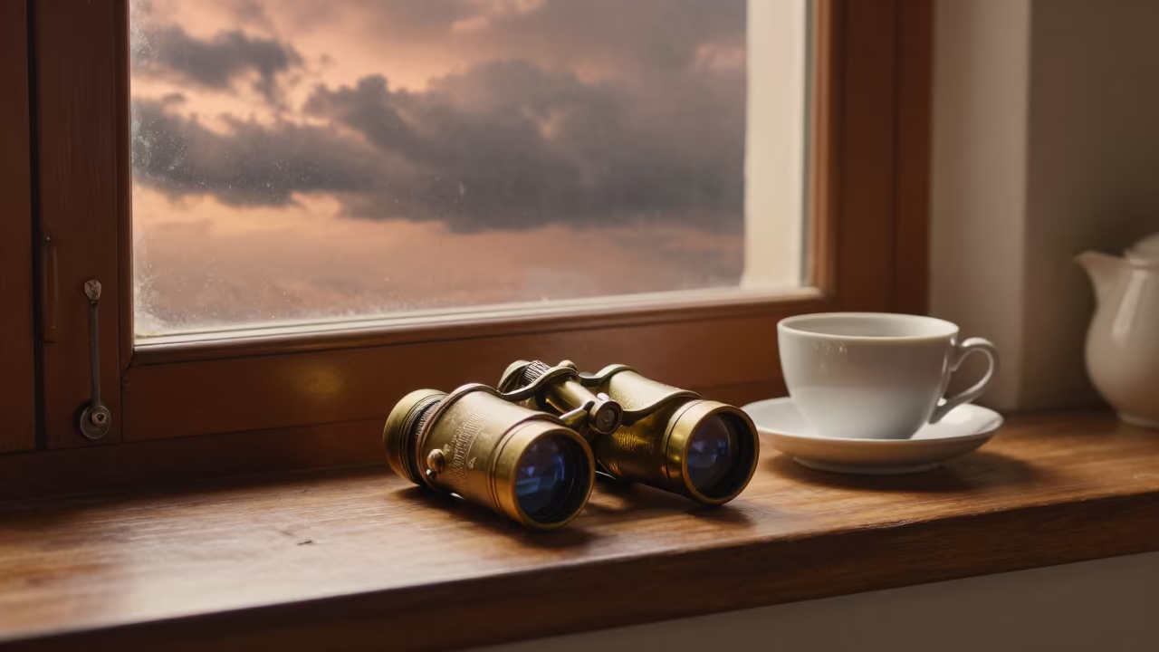 Windowseat Tea and Storm Light in Moradabad in in a cozy kitchen in Moradabad