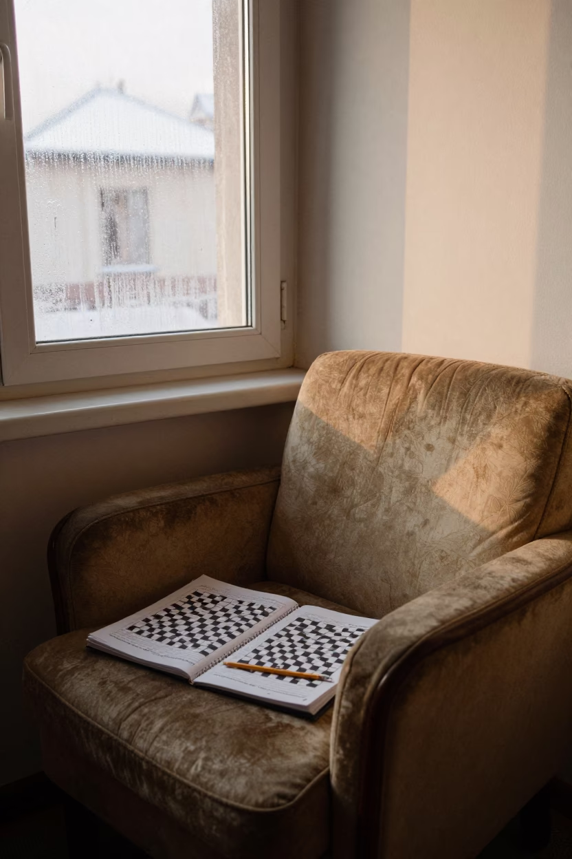 Winter Afternoon Crossword in Malatya Nook in in a breakfast nook in Malatya