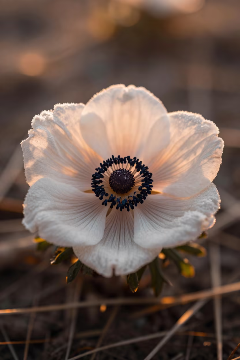 Winter Anemone in Golden Light Lithuania in in Lithuania