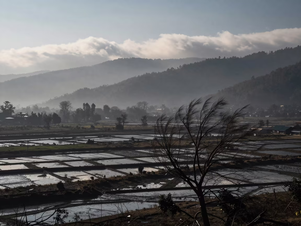 Winter Cedar Valley Tidal Pools Kathmandu in across a floodplain after rain near Freak Street, Kathmandu