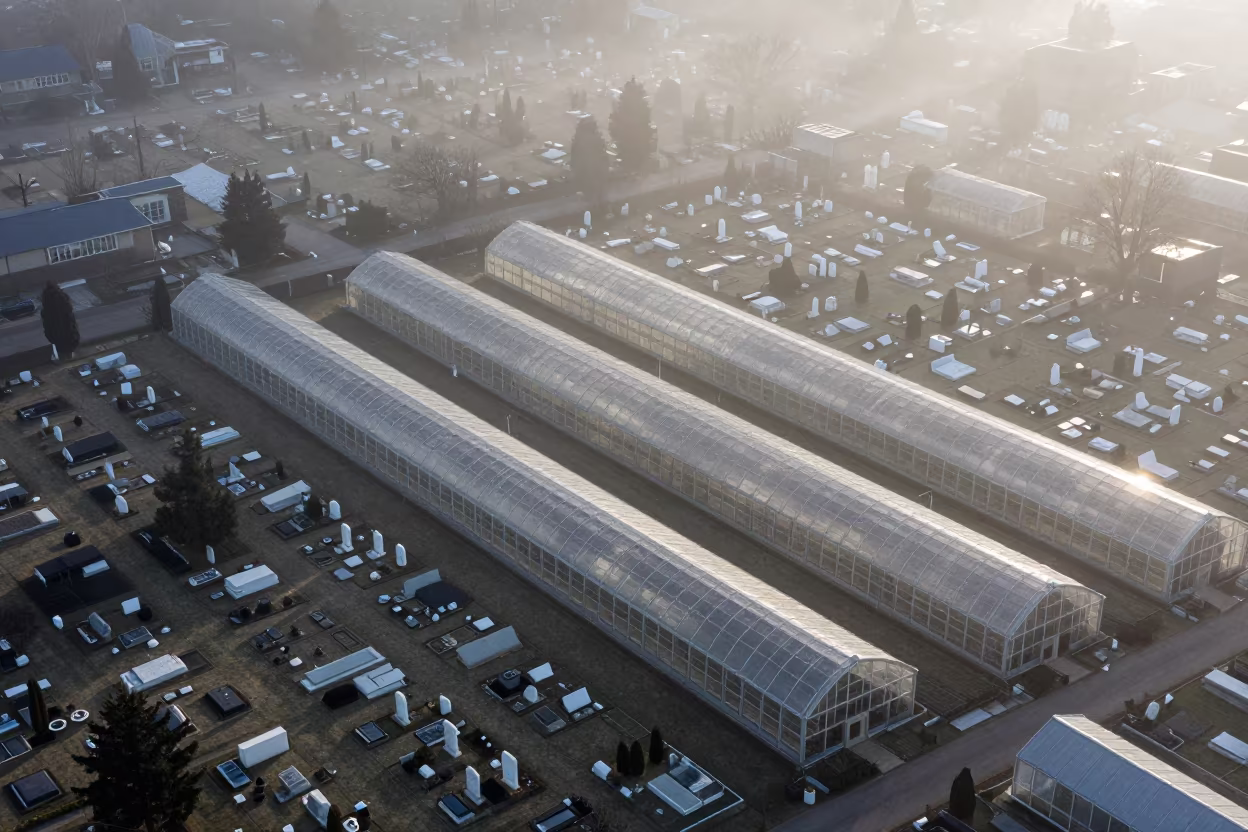 Winter Cemetery Grid Over Greenhouses Lebanon in high over greenhouse grids in Lebanon