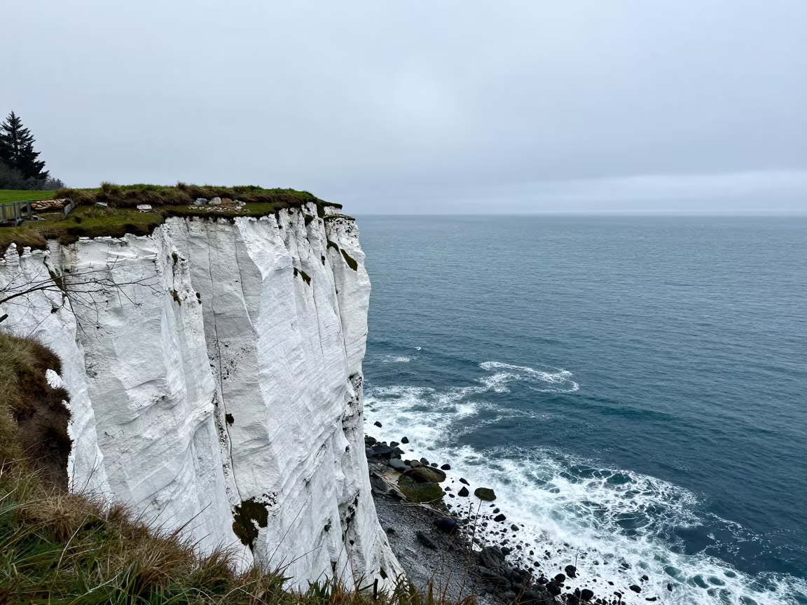 Winter Chalk Cliffs Over Blue Sea Near Vancouver in near Vancouver