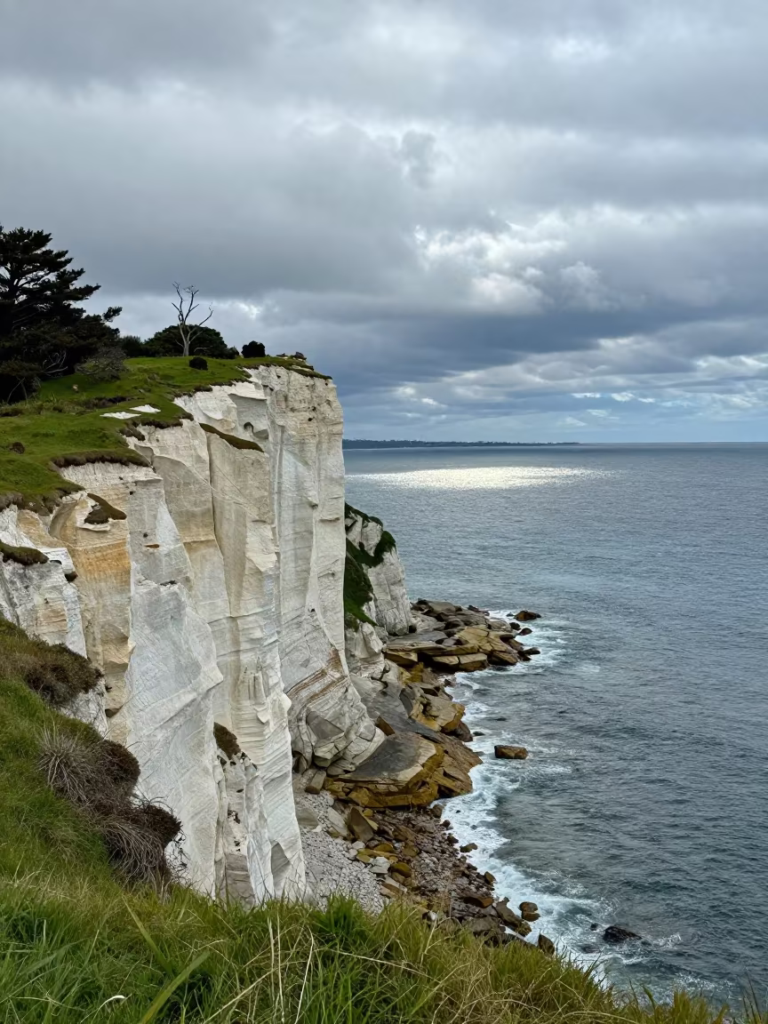 Winter Chalk Cliffs Over Sydney Blue Sea in along a wave-cut shoreline near Paddington, Sydney