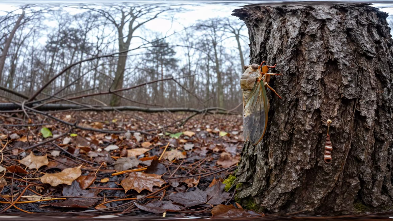 Winter Cicada Emerging from Shell in Saxony in along a game trail in Saxony