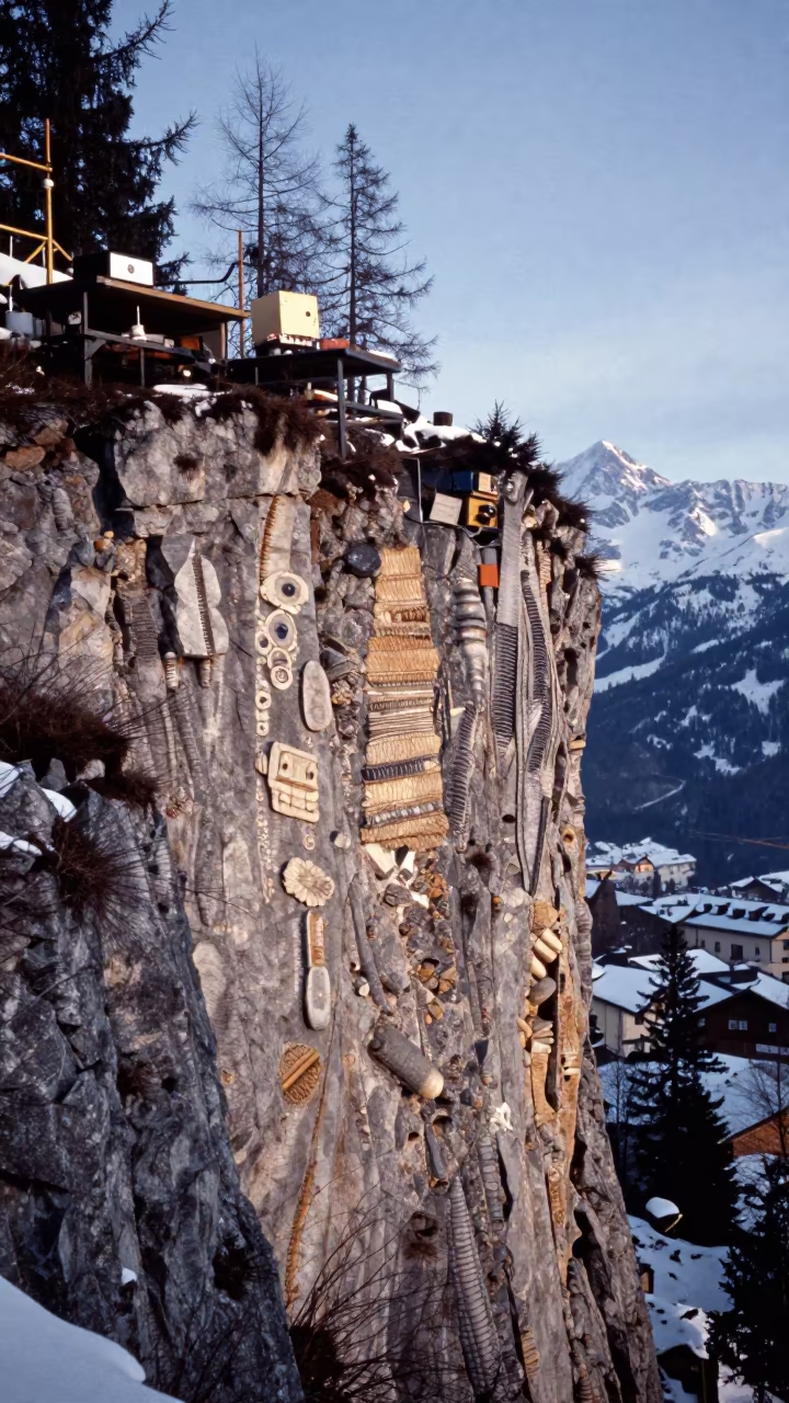 Winter Cliff Fossils in Innsbruck in in Innsbruck