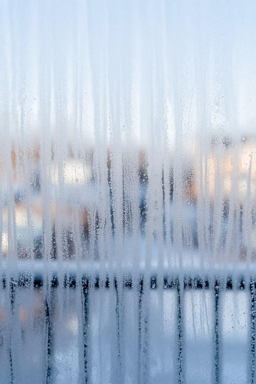 Winter Condensation on Glass in Essaouira in on a pier railing in Essaouira