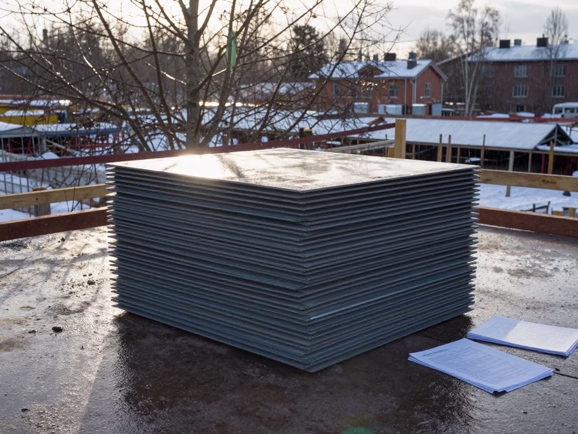 Winter Construction Deck Cover Stack Finland in on an active construction deck in Finland