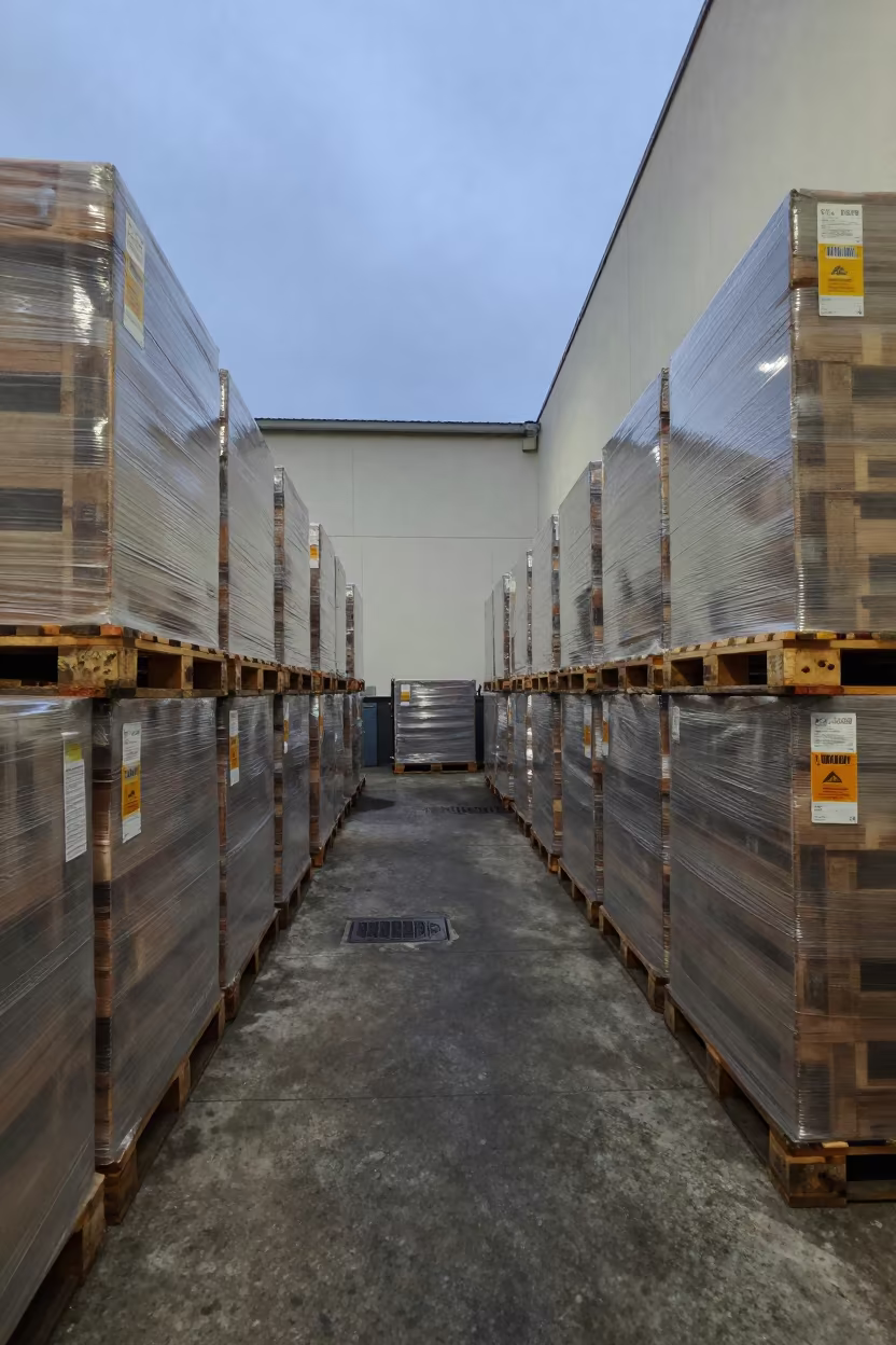 Winter Dawn Cross-Dock Staging Row with Seals in inside a warehouse aisle in Salvador