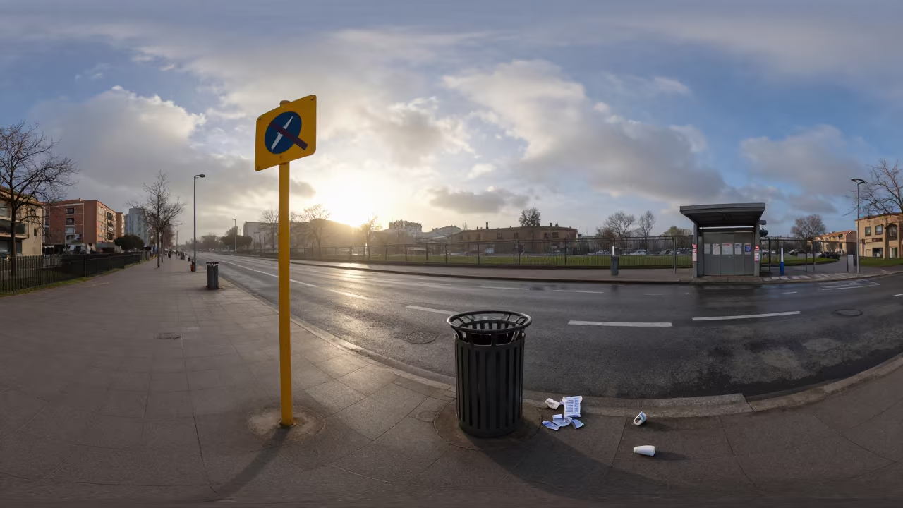 Winter Dawn Crossing Guard Outside Barcelona Polling Station in outside a polling station entrance in Barcelona