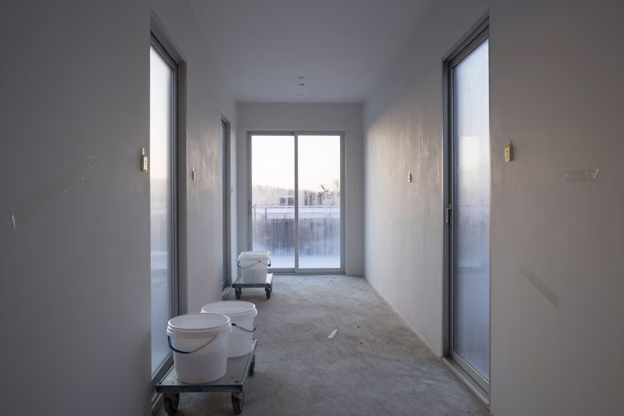 Winter Dawn Drywall Renovation Hallway Tohoku in at a drywall staging area in Tohoku