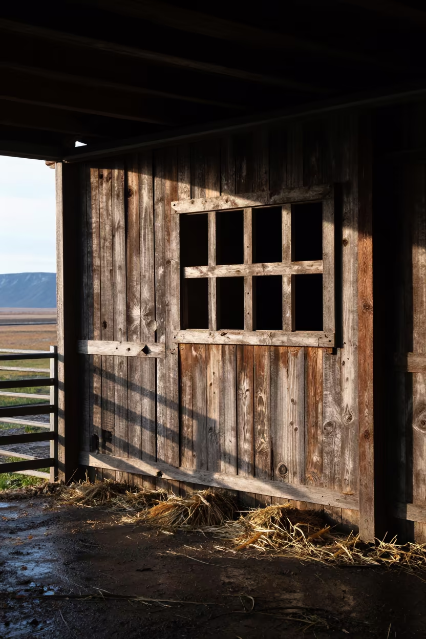 Winter Dawn Ventilation Wall Alaska Barn in inside a ranch corral in Alaska