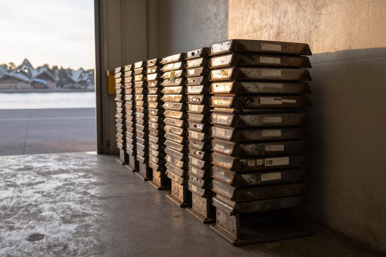 Winter Dawn Wheel Chock Stack Dock Bay in inside a chilled distribution bay near Sydney