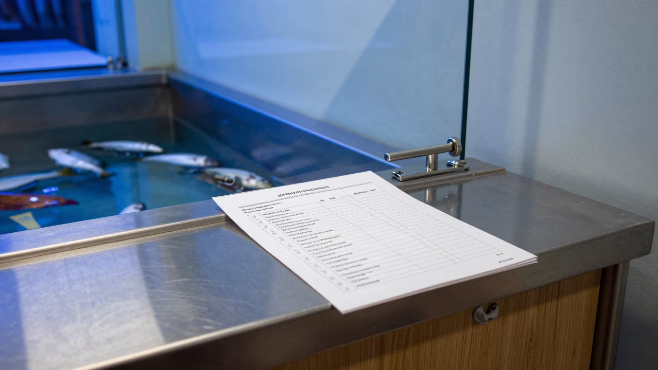 Winter Daycare Latch Checklist Near Kramatorsk in inside a fish bagging counter zone near Kramatorsk