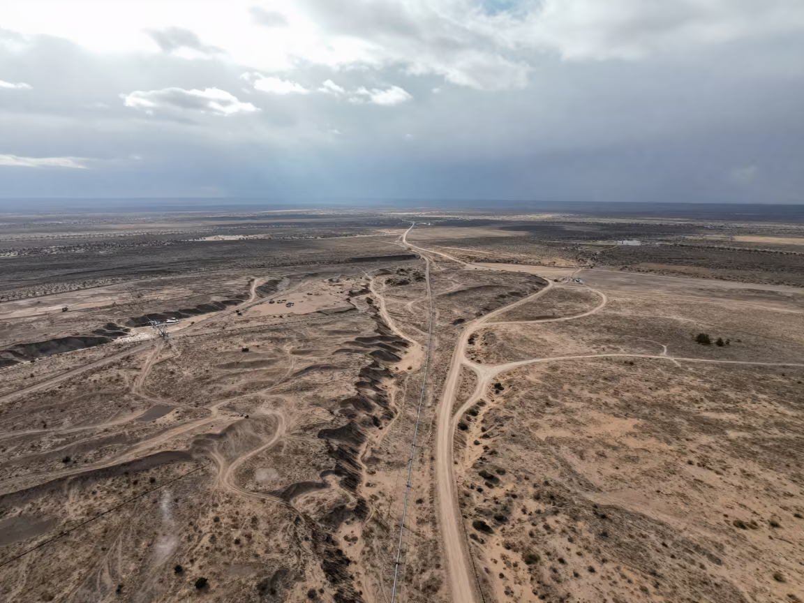 Winter Desert Switchbacks Drone View Mexico in high above irrigation geometry in Mexico