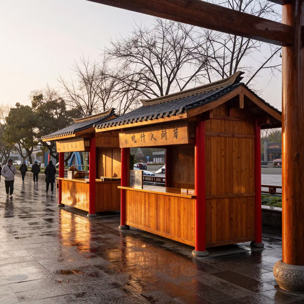 Winter Festival Token Booth Ningbo Sunset in at a public square during a festival near Ningbo