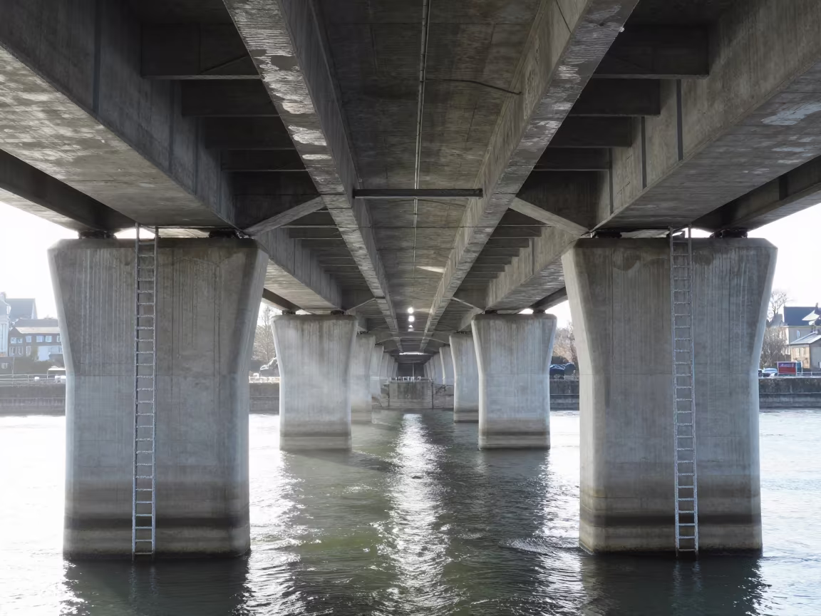 Winter Frost Bridge Span Brittany Noon in beneath a bridge span in Brittany