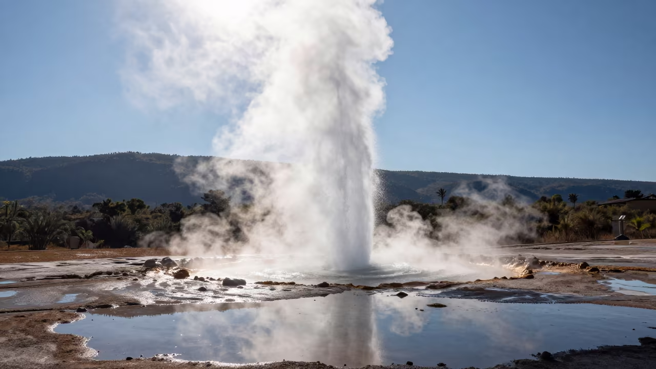 Winter Geyser Eruption Noon São Paulo Mountain in in São Paulo state