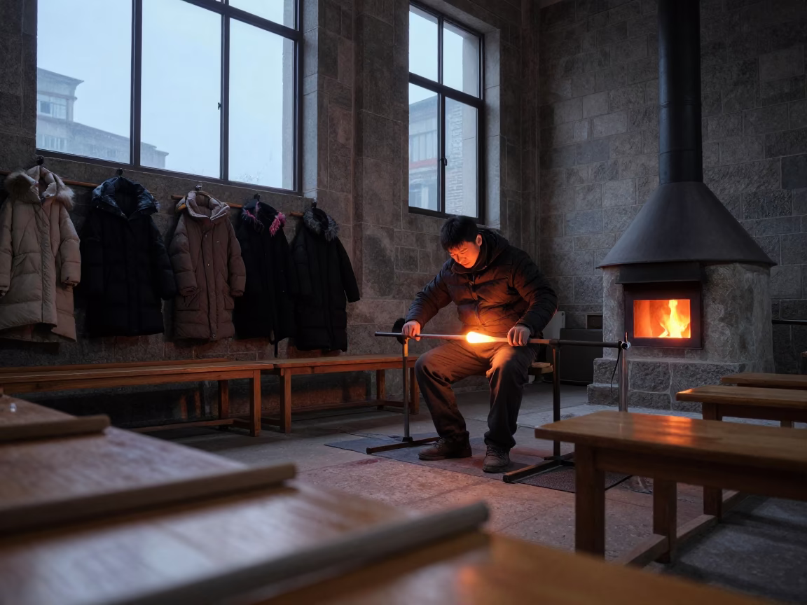 Winter Glass Blowing in Xiamen Prayer Hall Dawn in in a prayer hall near Xiamen