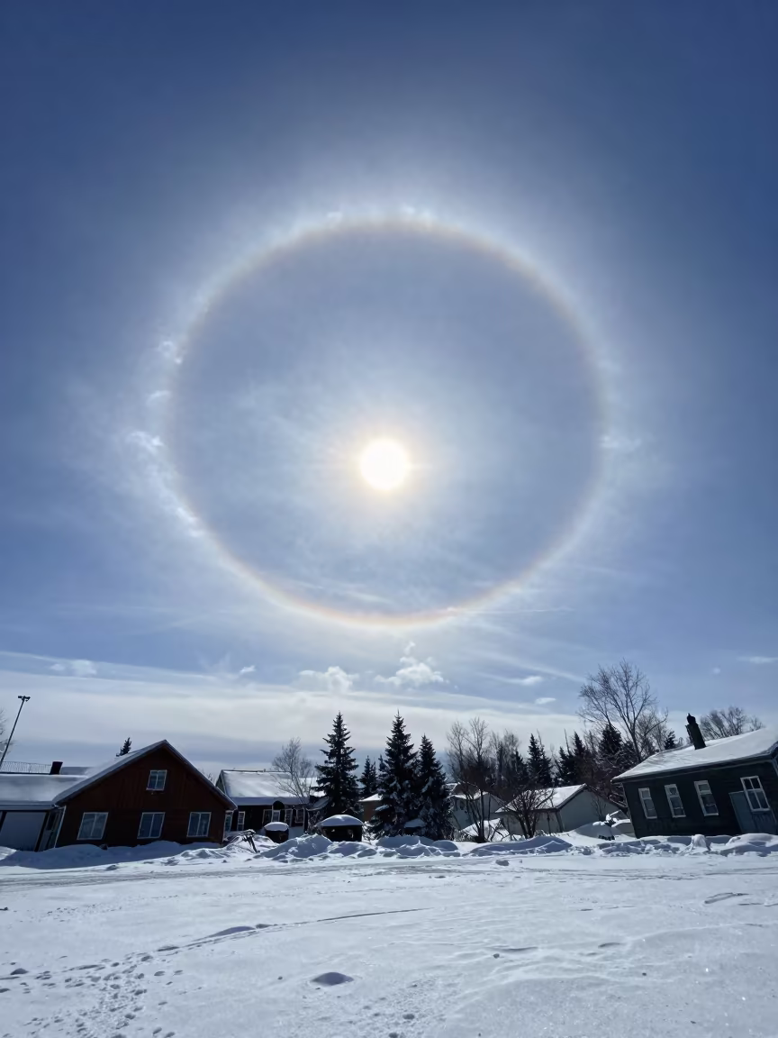 Winter Ice Halo Parhelic Circle Anchorage Snow in near Anchorage